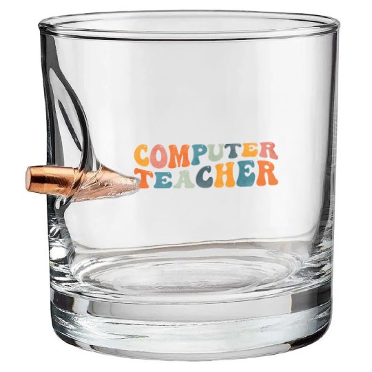 Groovy Computer Teacher Teaching Bullet Whiskey Glasses