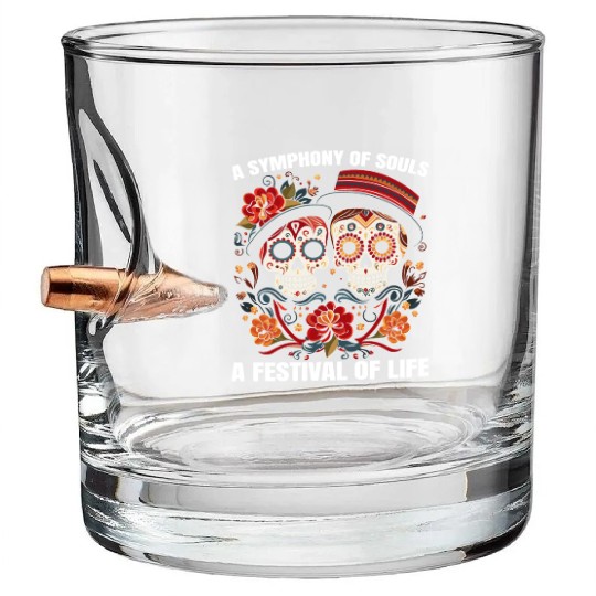 Dia De Los Muertos Sugar Skull Mexican Holiday Bullet Whiskey Glasses