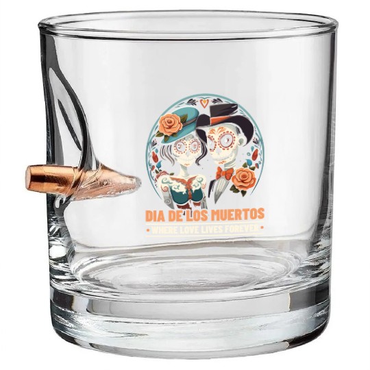 Dia De Los Muertos Sugar Skull Mexican Holiday Bullet Whiskey Glasses