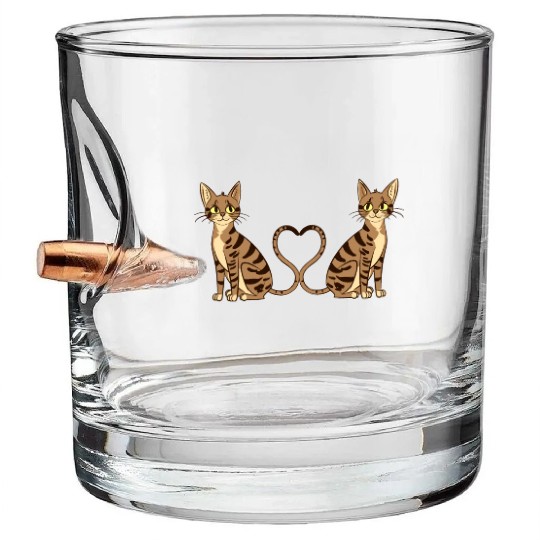 Two Cats Looks Like a Tiger Funny Cat Pets Lover Bullet Whiskey Glasses