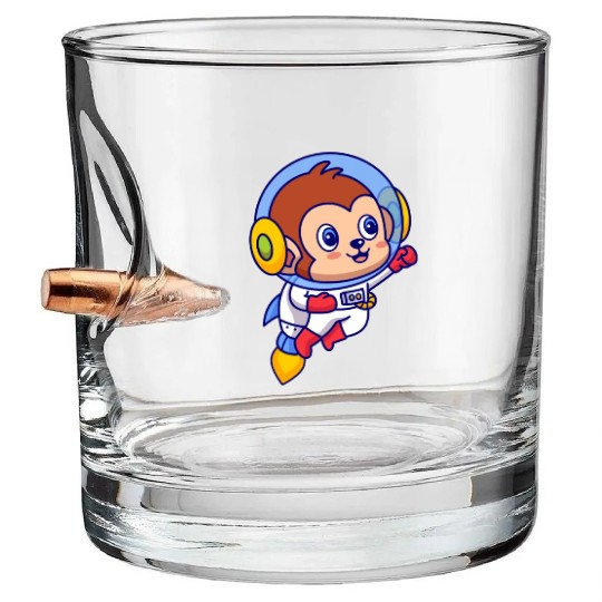 Flying Monkey Astronaut Bullet Whiskey Glasses