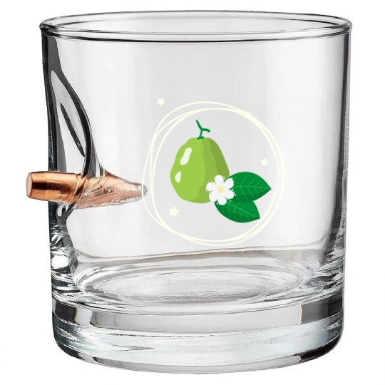 Guava With Flower And Leaves Bullet Whiskey Glasses