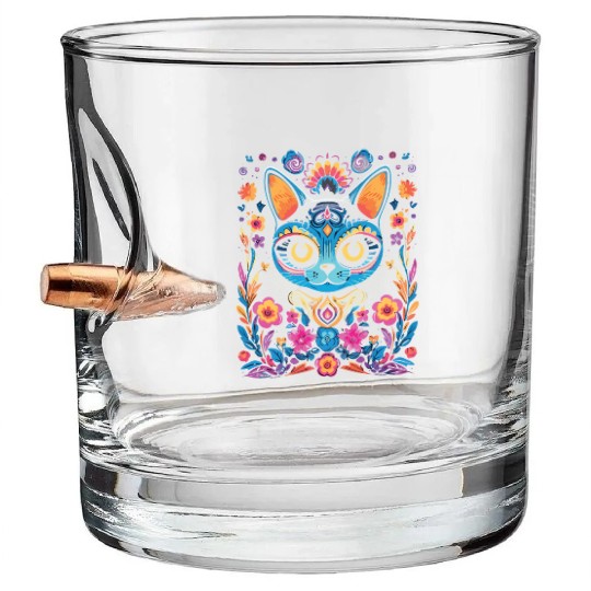 Dia De Los Muertos Sugar Skull Mexican Holiday Bullet Whiskey Glasses
