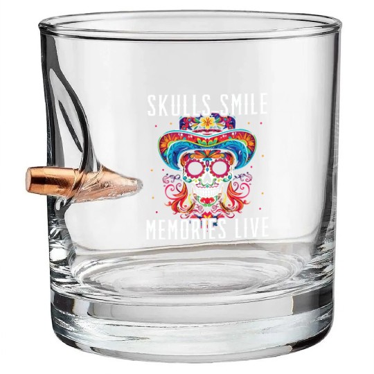 Dia De Los Muertos Sugar Skull Mexican Holiday Bullet Whiskey Glasses
