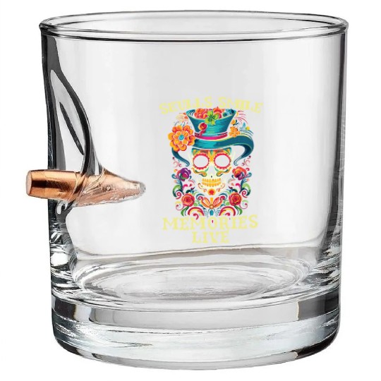 Dia De Los Muertos Sugar Skull Mexican Holiday Bullet Whiskey Glasses