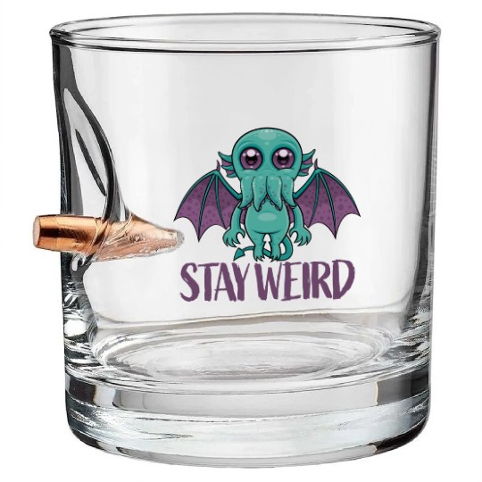 Stay Weird Cute Cthulhu Monster Bullet Whiskey Glasses