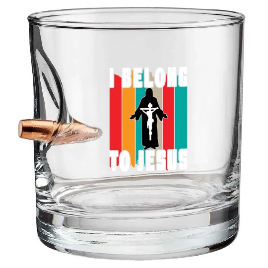I Belong To Jesus Love Jesus Christian Christmas Bullet Whiskey Glasses