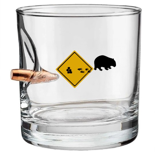 Wombat Poop Cubes Road Sign Bullet Whiskey Glasses
