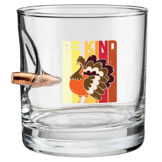Be Kind Save The Turkey Thanksgiving Vegan Gift T Bullet Whiskey Glasses