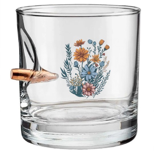 Nature Aesthetic Wild Flower Botanical Bullet Whiskey Glasses