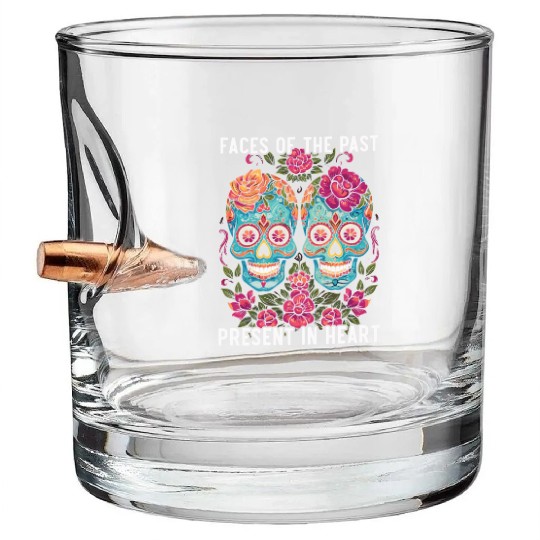 Dia De Los Muertos Sugar Skull Mexican Holiday Bullet Whiskey Glasses