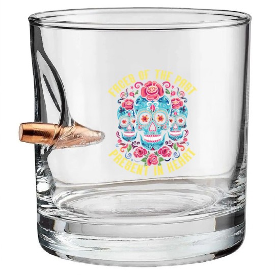 Dia De Los Muertos Sugar Skull Mexican Holiday Bullet Whiskey Glasses