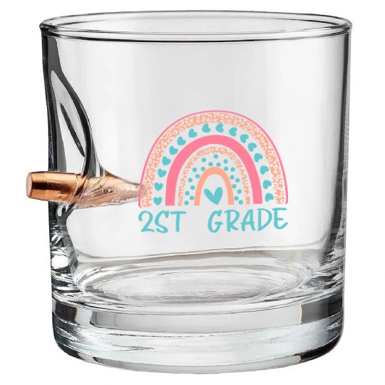 Second Grade Rainbow Girls Boys Teacher 2nd Grade Bullet Whiskey Glasses