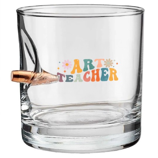 Groovy Art Teacher Artist Artistic Teaching Bullet Whiskey Glasses