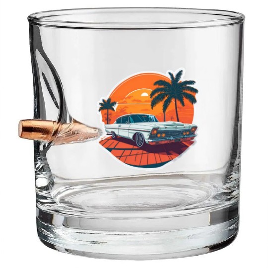Classic Car Charm: Miami Street Nostalgia Bullet Whiskey Glasses