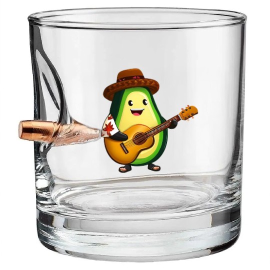 Tropical avocado with guitar Bullet Whiskey Glasses
