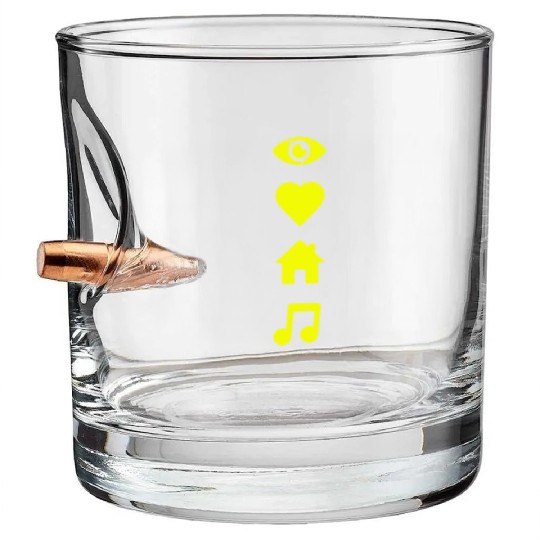I Love House Music yellow Bullet Whiskey Glasses