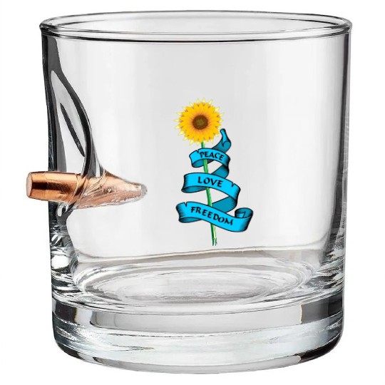 Sunflower Peace love freedom Bullet Whiskey Glasses