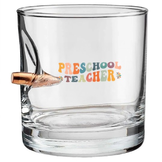 Groovy Preschool Teacher Kindergarten Teaching Bullet Whiskey Glasses