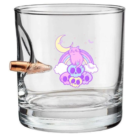 Pastel Goth Cat Skull Lover Cute Gothic Yami Bullet Whiskey Glasses