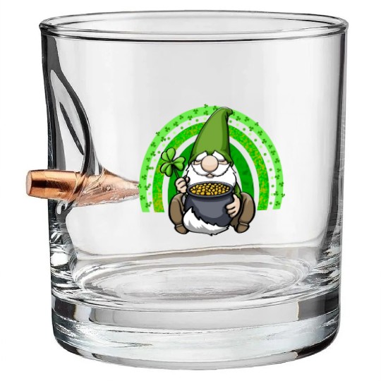 Pot of Gold Gnome Rainbow Bullet Whiskey Glasses