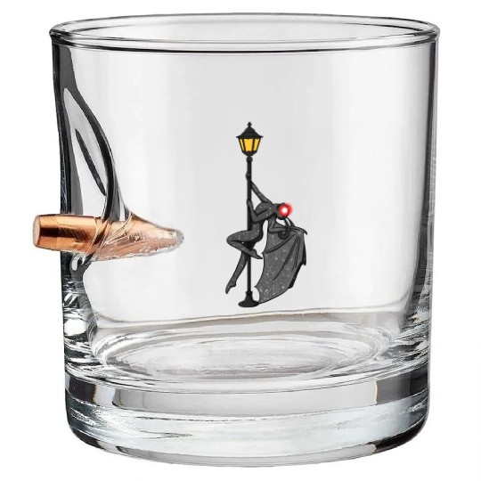 Mothman Pole Dancing On A Street Lamp Funny Bullet Whiskey Glasses