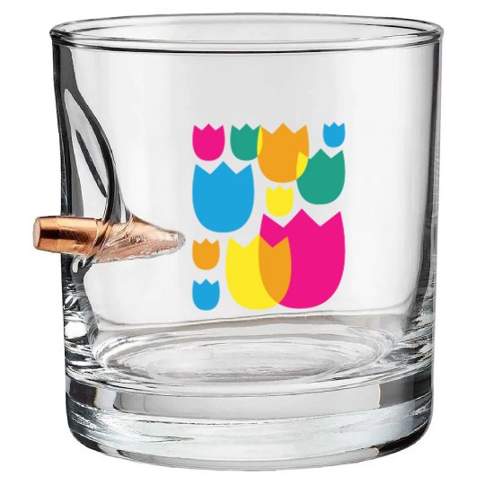 Tulips Retro Florist Flowers Tulip Bullet Whiskey Glasses