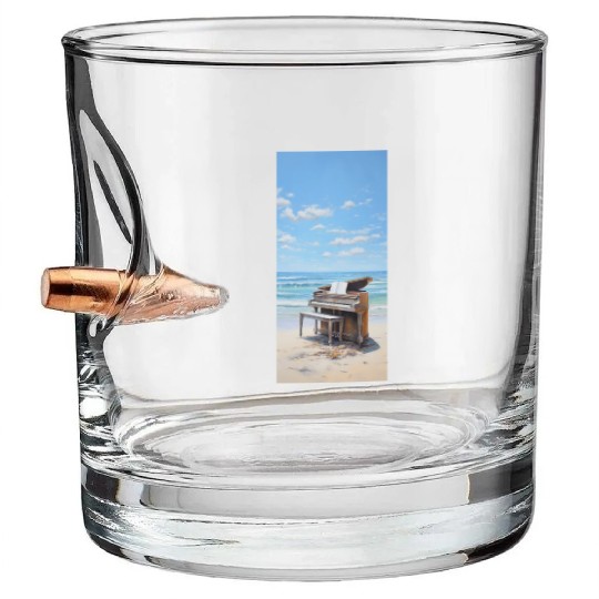 Piano and beach Bullet Whiskey Glasses