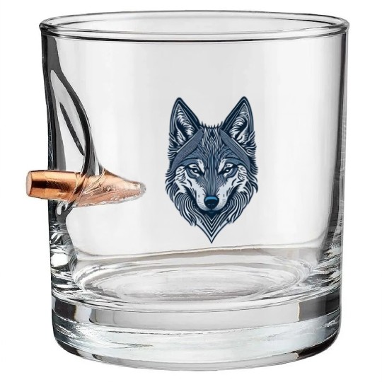 Beautiful wolf face Bullet Whiskey Glasses