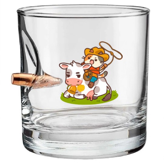 Meow Dy Yeehaw Cowboy Cat Bullet Whiskey Glasses