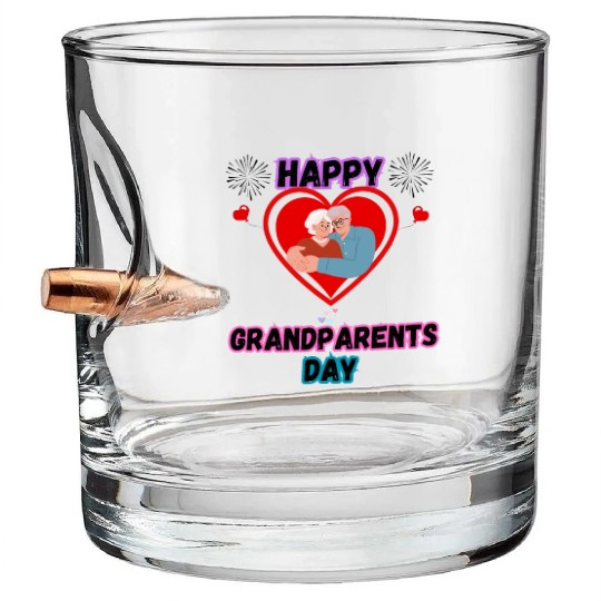 Happy Grandparents Day Bullet Whiskey Glasses