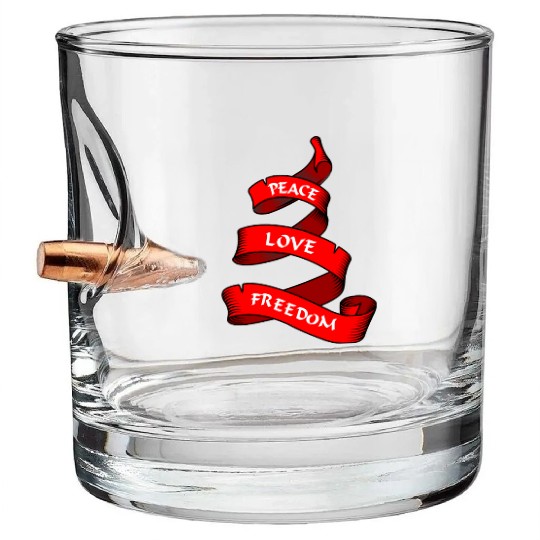 Peace love freedom red Bullet Whiskey Glasses