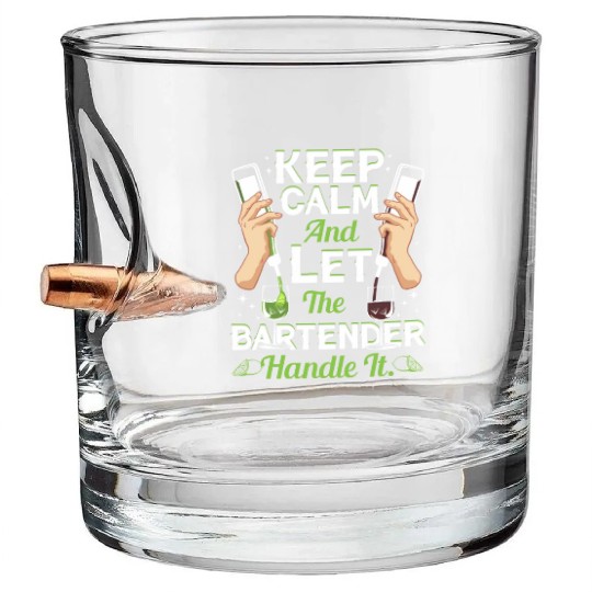 Bartender Handling Bullet Whiskey Glasses