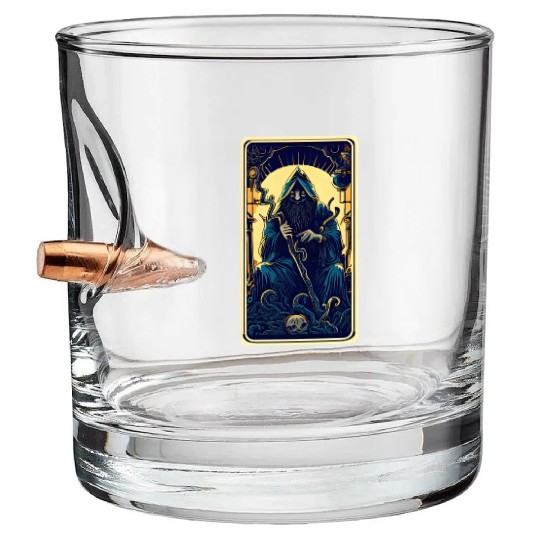 Dark Tarot Card Bullet Whiskey Glasses: Mystical Astrology