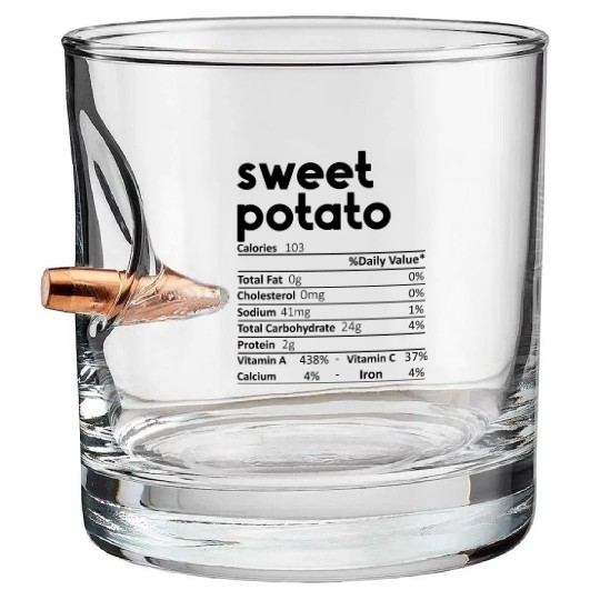 Sweet Potato Nutrition Facts Gift Funny Bullet Whiskey Glasses
