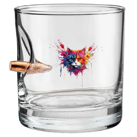 Color Explosion Persian Cat Bullet Whiskey Glasses