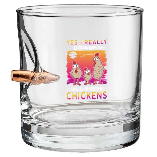 Chickens Chicken Farm Farmer Bullet Whiskey Glasses