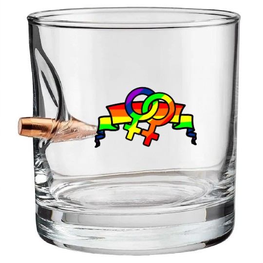 Gender lesbians in rainbow colors Bullet Whiskey Glasses