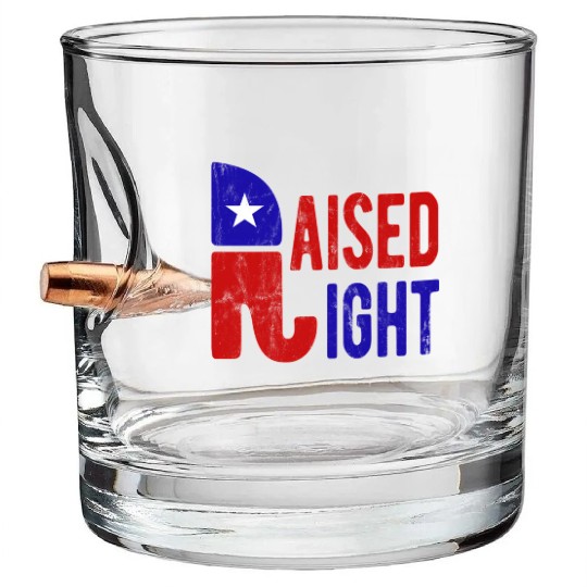 Raised Right Proud Republican Elephant Logo Usa Bullet Whiskey Glasses