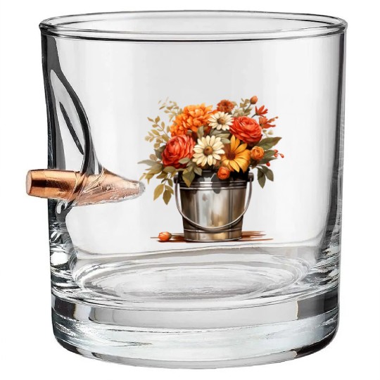 Vintage Wildflower Poster Green Botanical Wall Art Bullet Whiskey Glasses