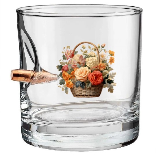 Vintage Wildflower Poster Green Botanical Wall Art Bullet Whiskey Glasses