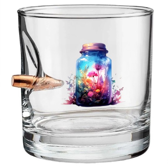 Vintage Wildflower Poster Green Botanical Wall Art Bullet Whiskey Glasses