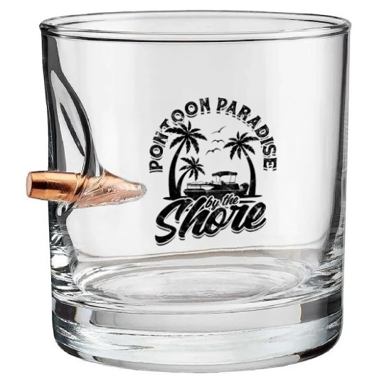 Pontoon paradise by the shore - Pontoon Bullet Whiskey Glasses