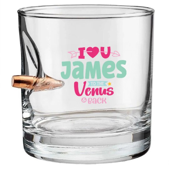I Love You James Valentines Bullet Whiskey Glasses