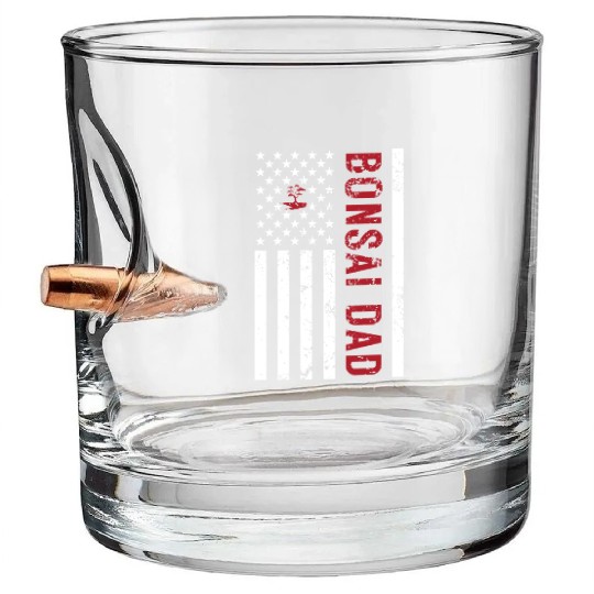 American Flag Bonsai Dad Bullet Whiskey Glasses