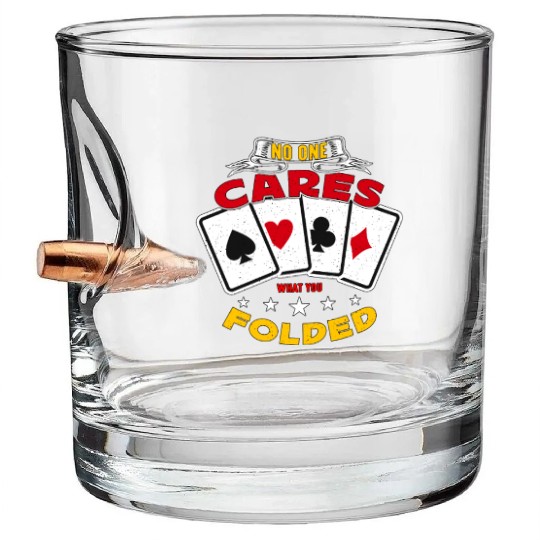 Classic Blackjack No One Cares What You Card Game Bullet Whiskey Glasses