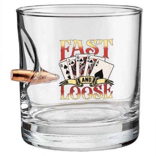 Classic Blackjack Fast And Loose Casino Card Game Bullet Whiskey Glasses