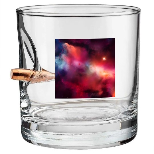 Galaxy nebula abstract design Bullet Whiskey Glasses