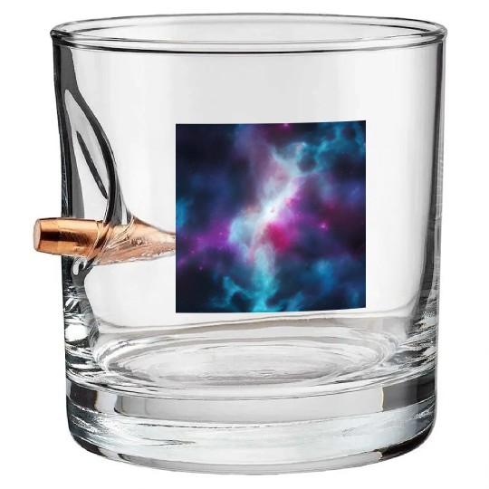 Galaxy nebula abstract design Bullet Whiskey Glasses