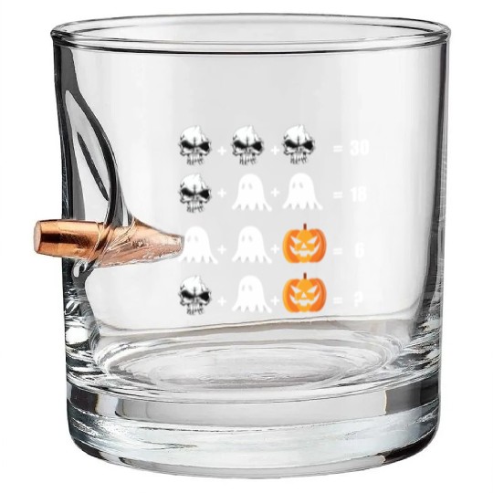 Math Teacher Halloween Bullet Whiskey Glasses